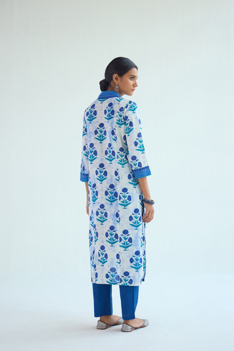 Daisy Kurta Cream Blue (9418260316459)