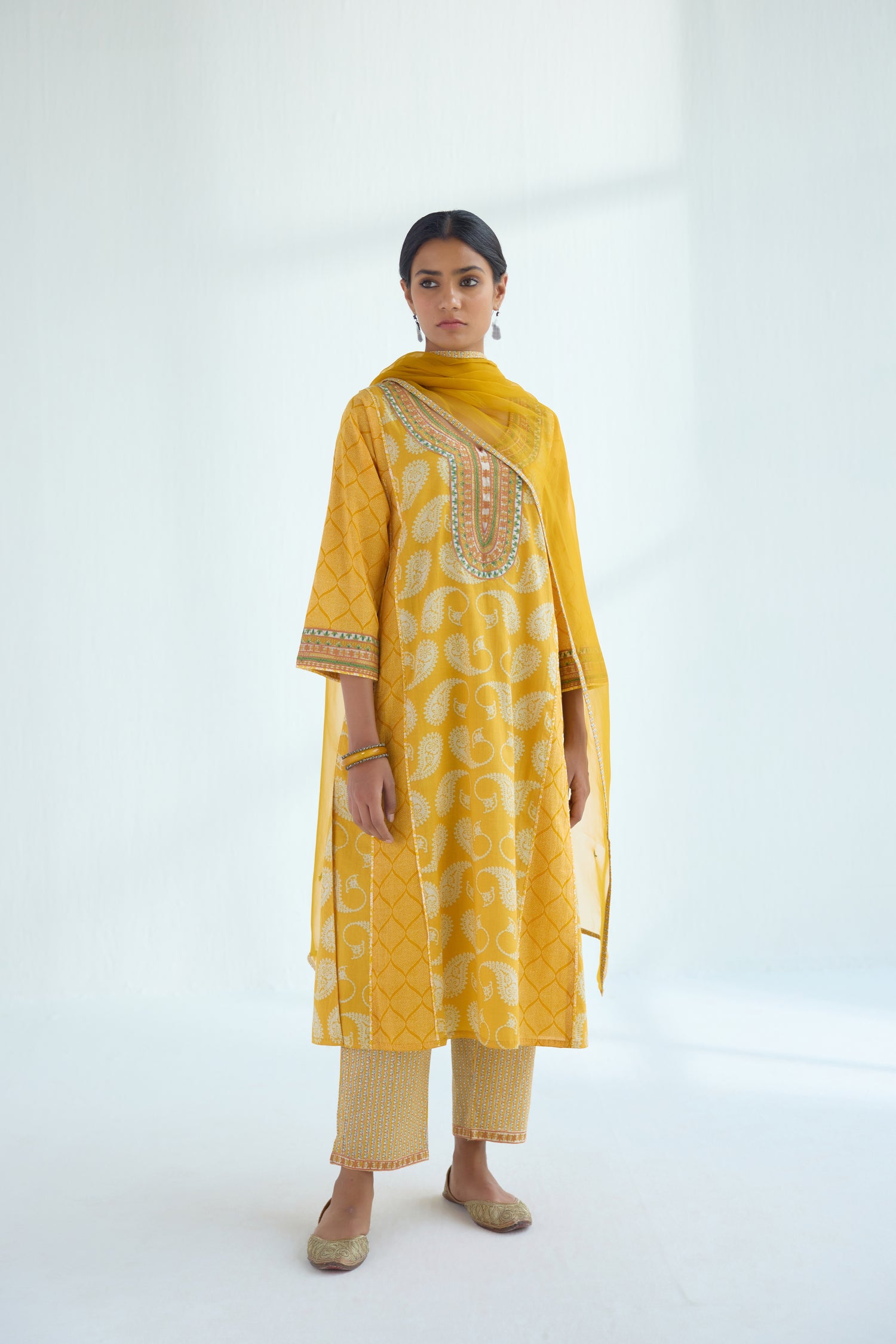 Tulsi Kurta Set Yellow (Set of 3) (9418375758123)