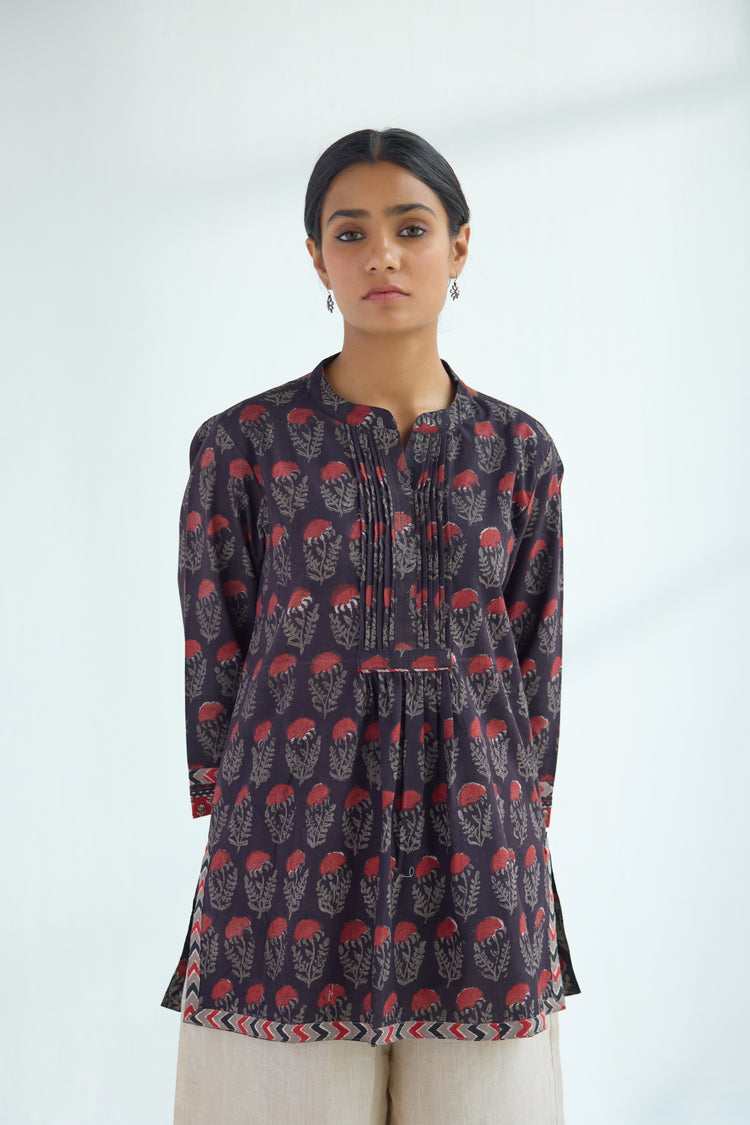 Collar Kurti Black Maroon (9477197201707)