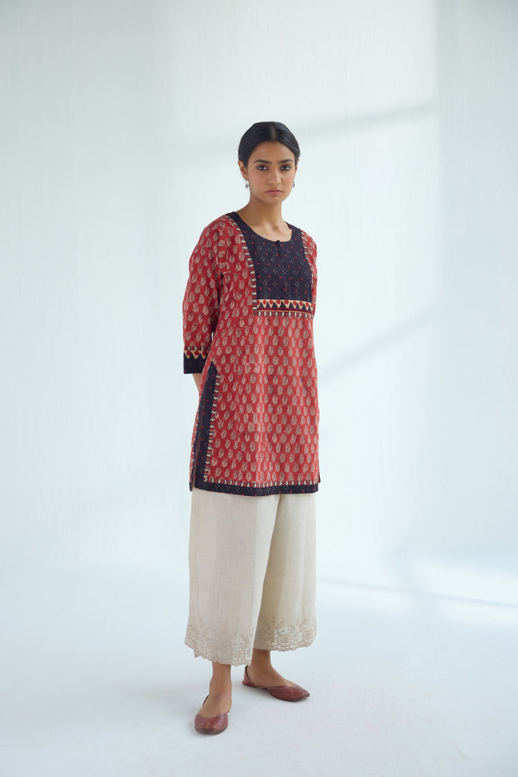 Yoke Kurti Maroon Black (9477173969195)