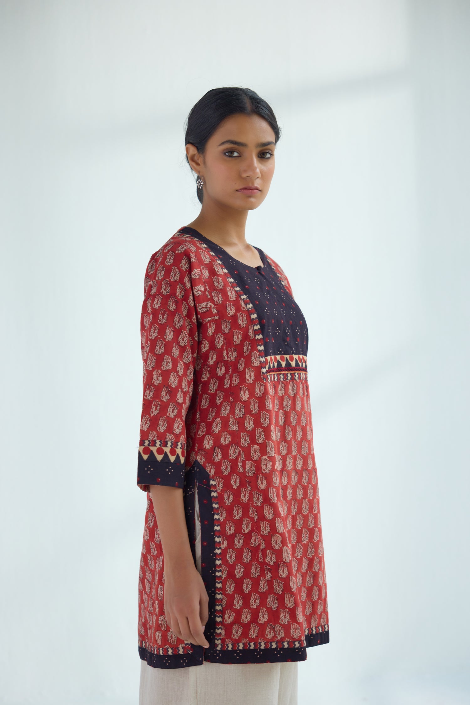 Yoke Kurti Maroon Black (9477173969195)