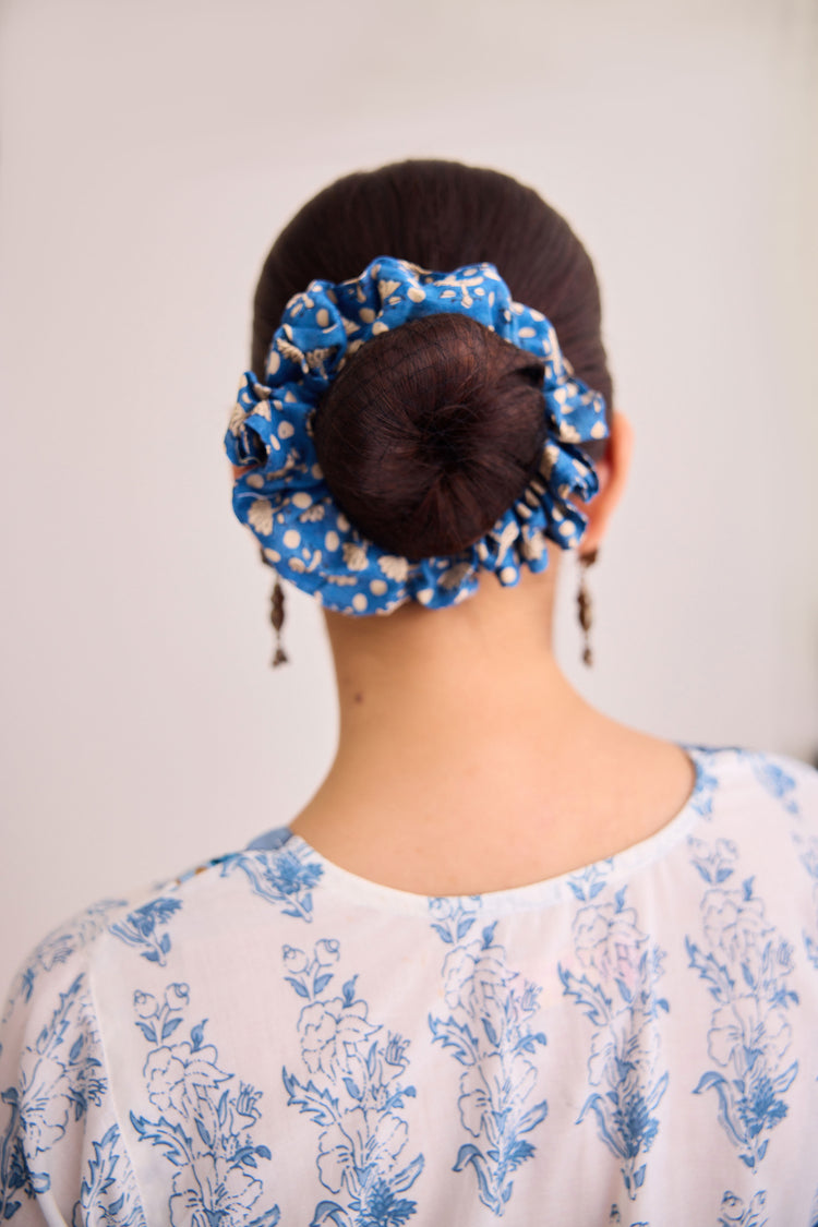 Scrunchy Printed Blue Beige (9620479246635)