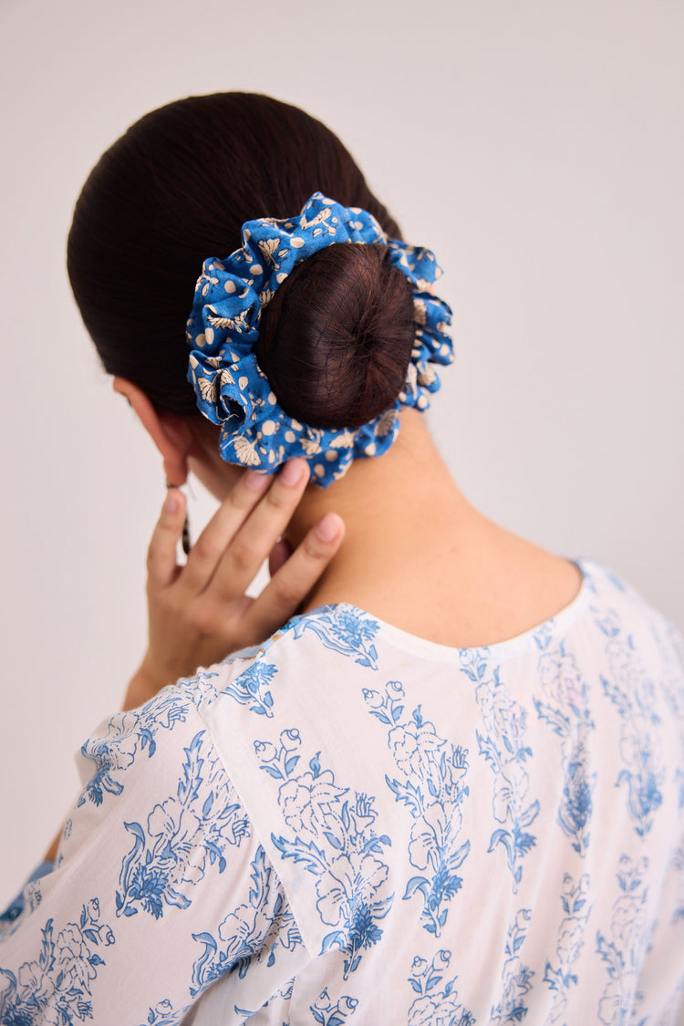 Scrunchy Printed Blue Beige (9620479246635)