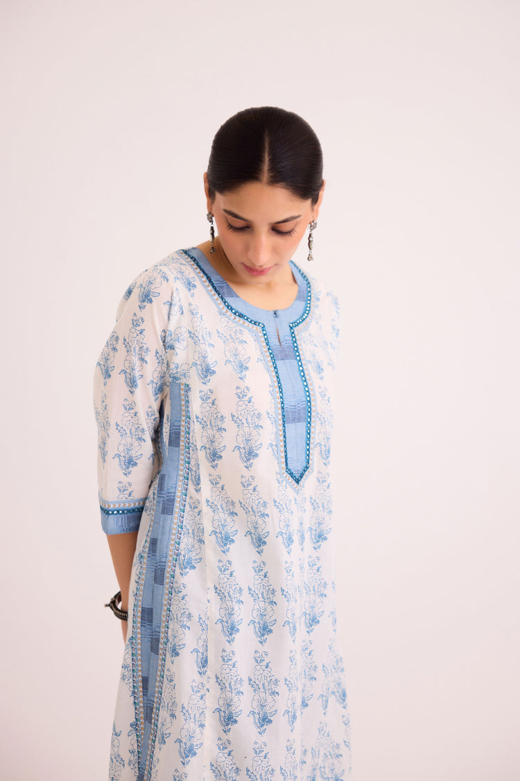 Anu Kurta White Blue (9608562966827) (9610301341995)