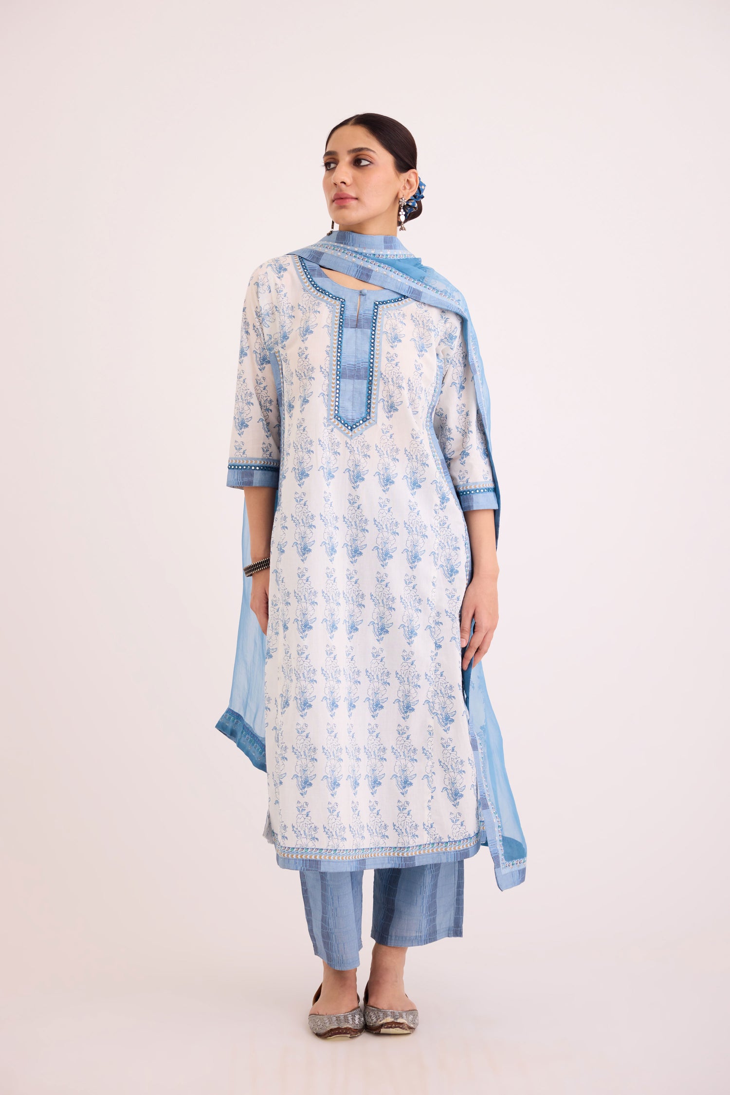 Anu Kurta White Blue (9608562966827) (9610301341995)