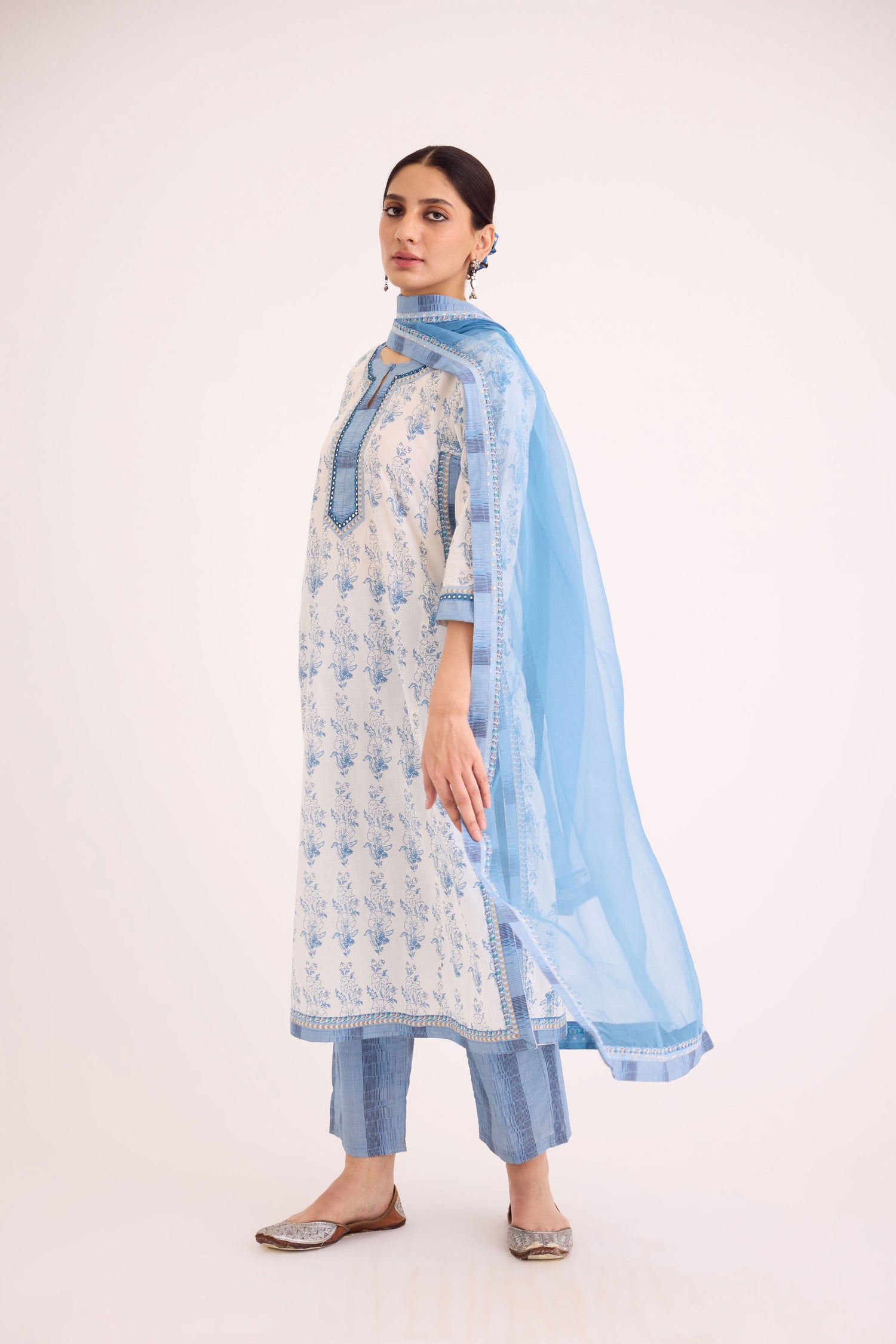 Anu Kurta White Blue (9608562966827) (9610301341995)