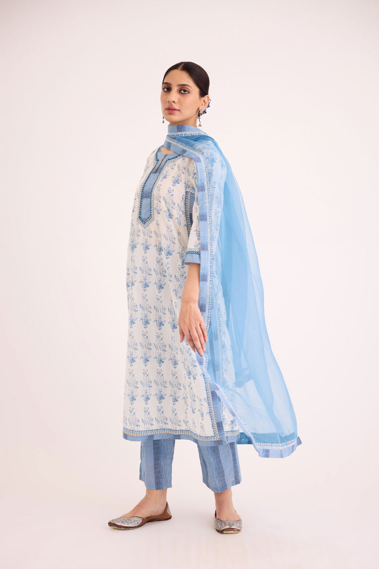 Anu Kurta White Blue (9608562966827) (9610301341995)