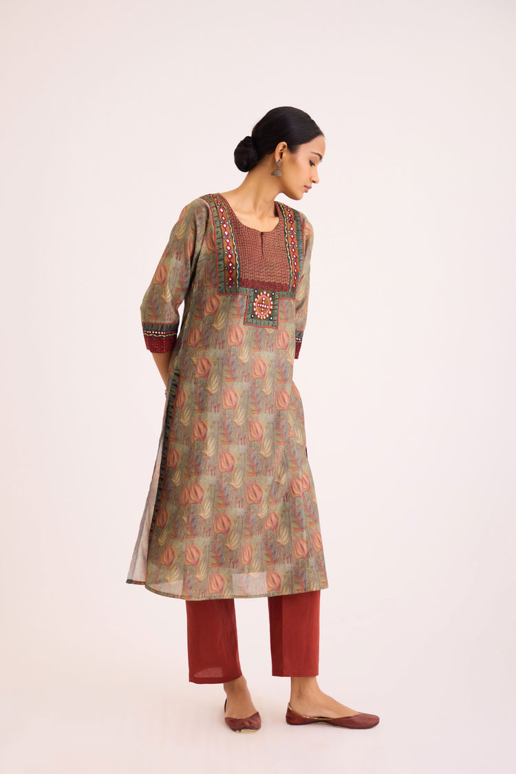 Rozana Kurta Grey Peach (9610050535723)