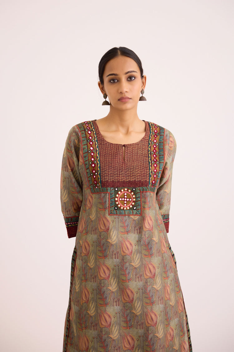 Rozana Kurta Grey Peach (9610050535723)