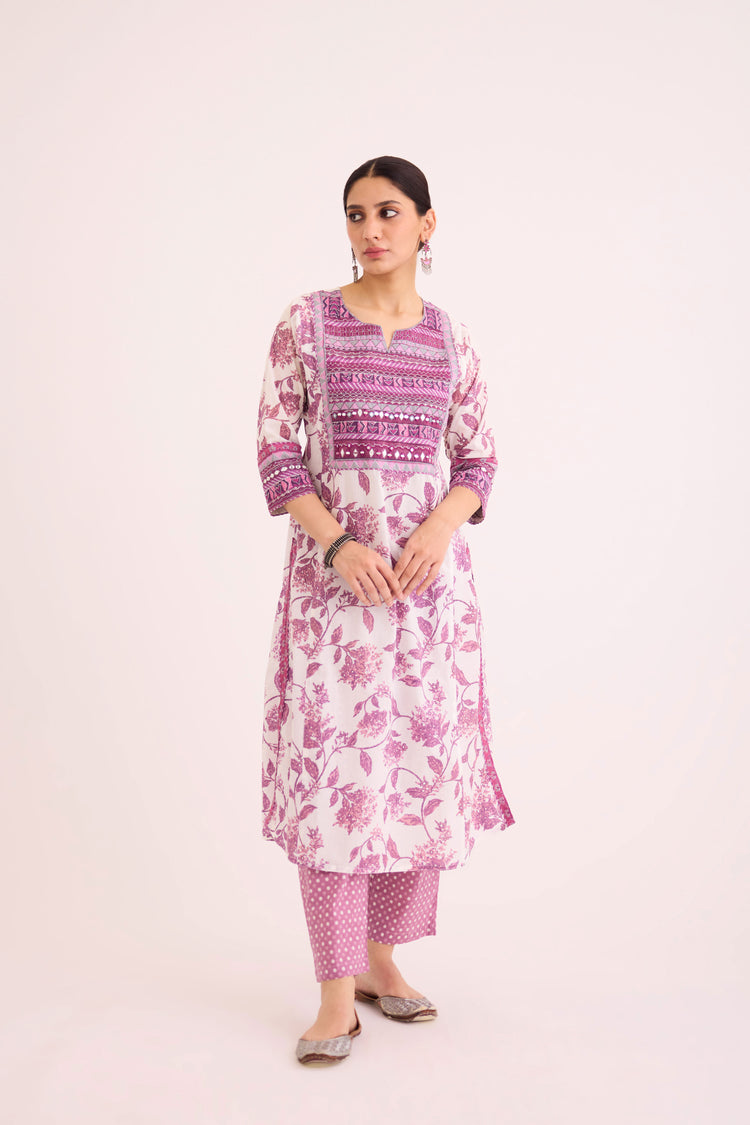 Navya Kurta White Mauve (9602444656939)