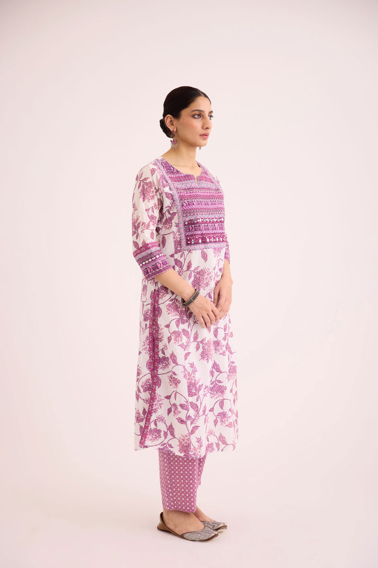 Navya Kurta White Mauve (9602444656939)