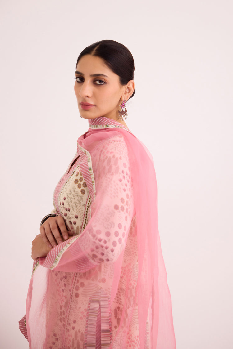 Rozana Kurta White Pink (9627152154923)