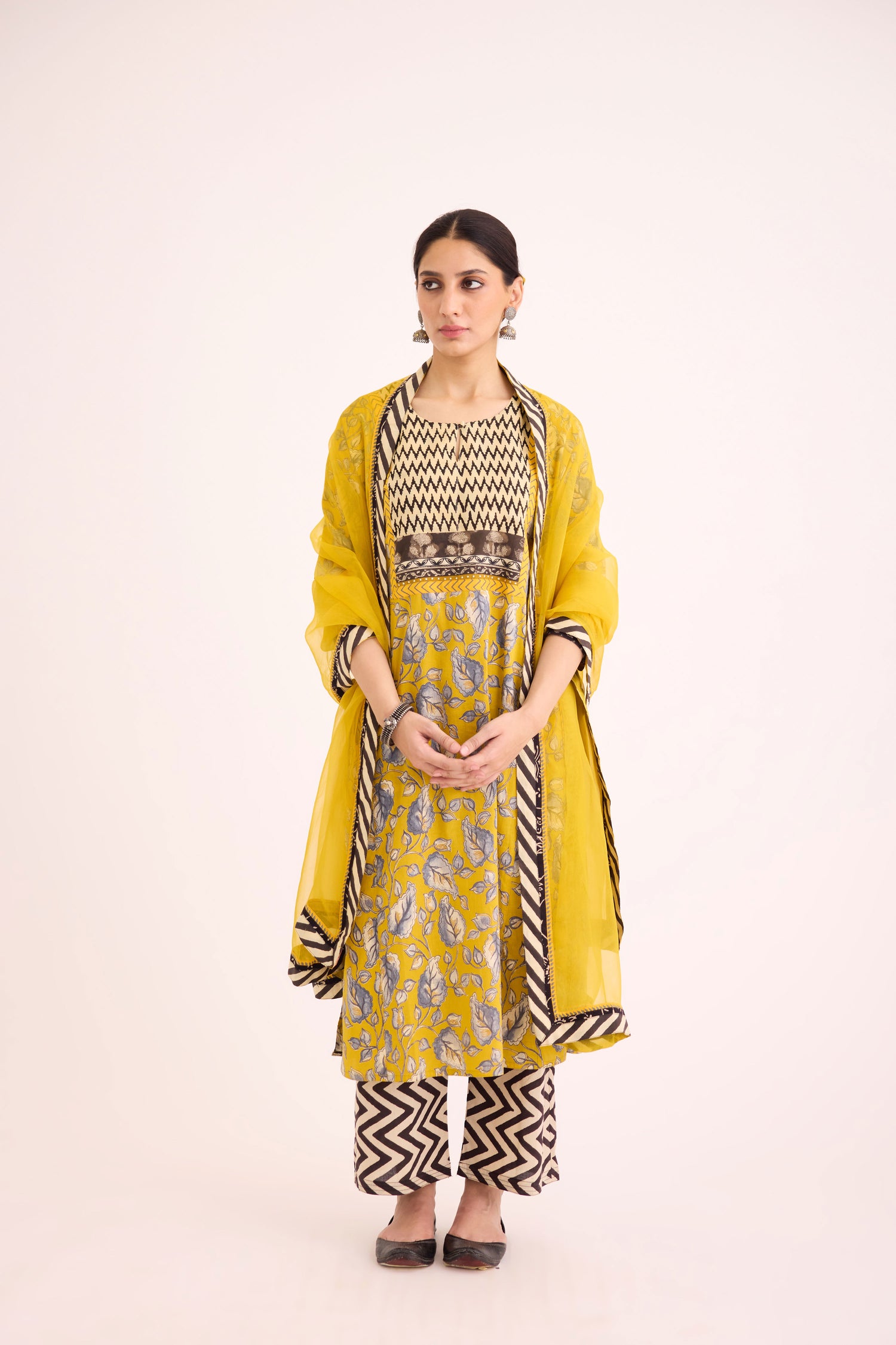 Rozana Kurta Yellow Grey (9627186495787)