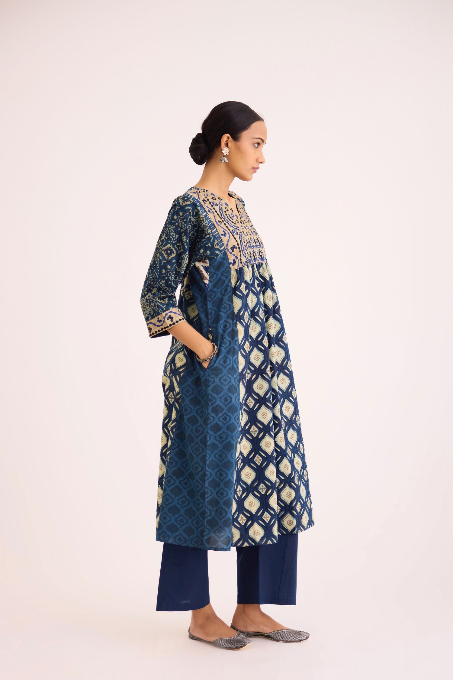 Meera Kurta Teal Beige (9610200875307)