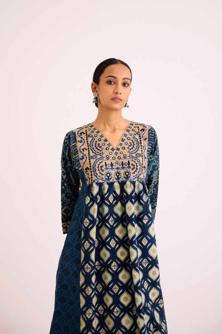 Meera Kurta Teal Beige (9610200875307)