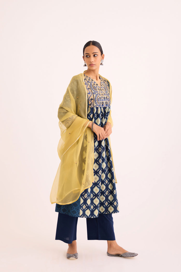 Meera Kurta Teal Beige (9610200875307)