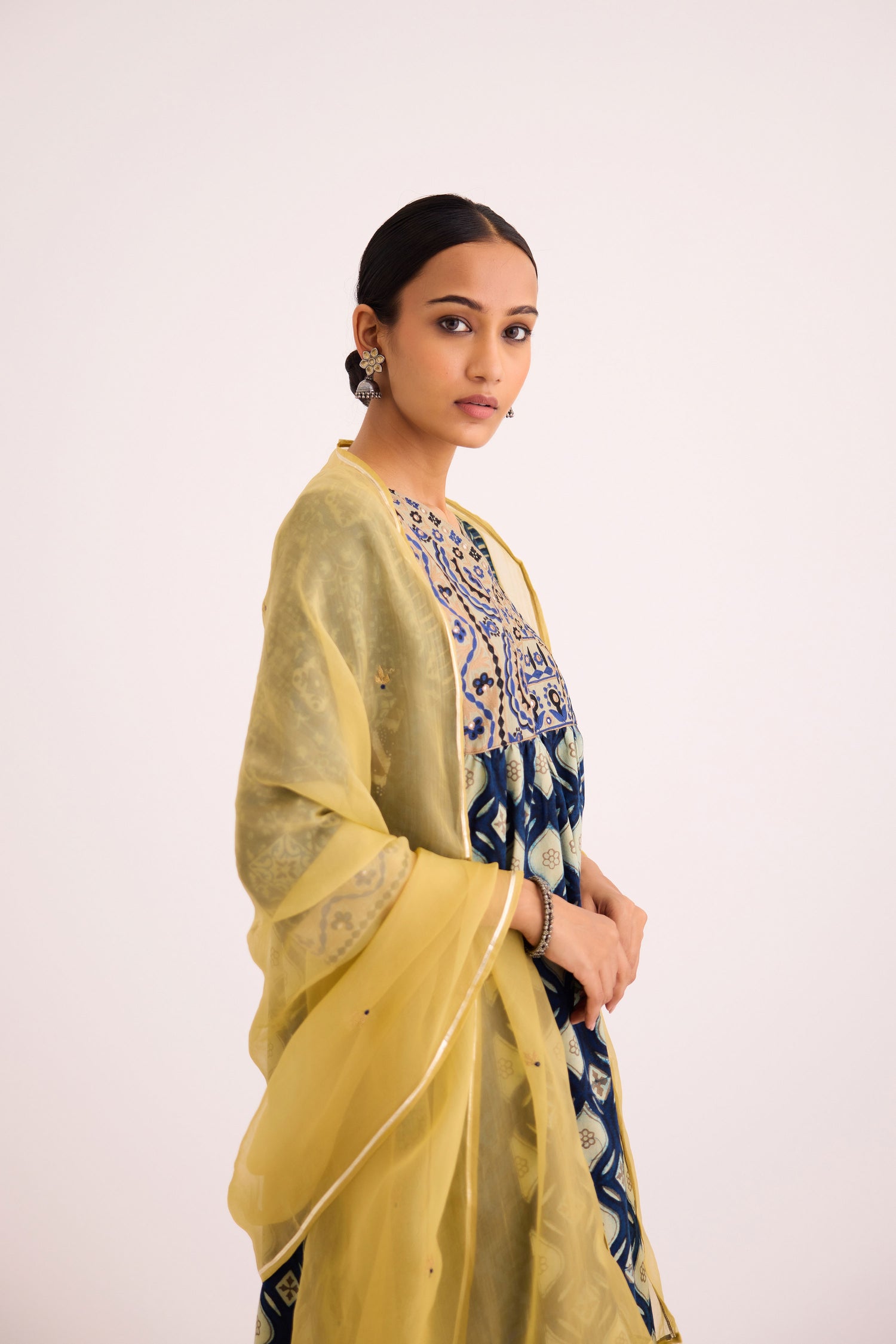 Meera Kurta Teal Beige (9610200875307)