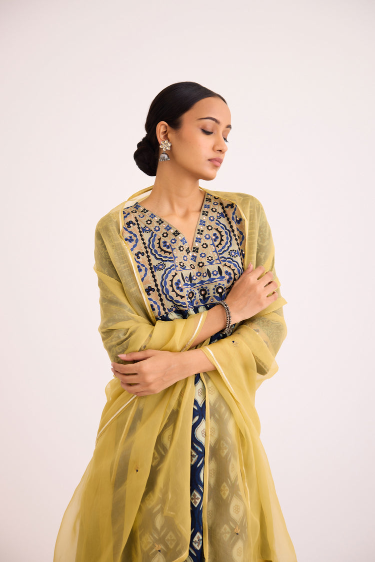 Meera Kurta Teal Beige (9610200875307)