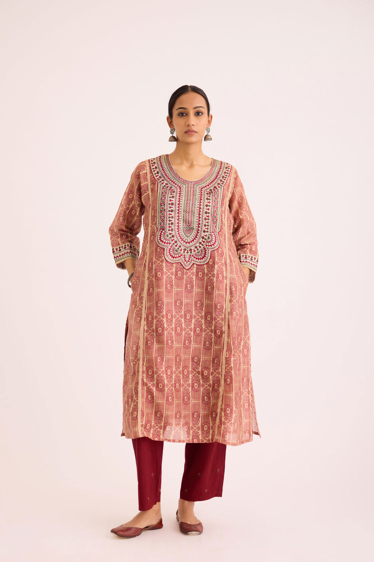 Tulsi Kurta Beige Maroon (9610058006827)