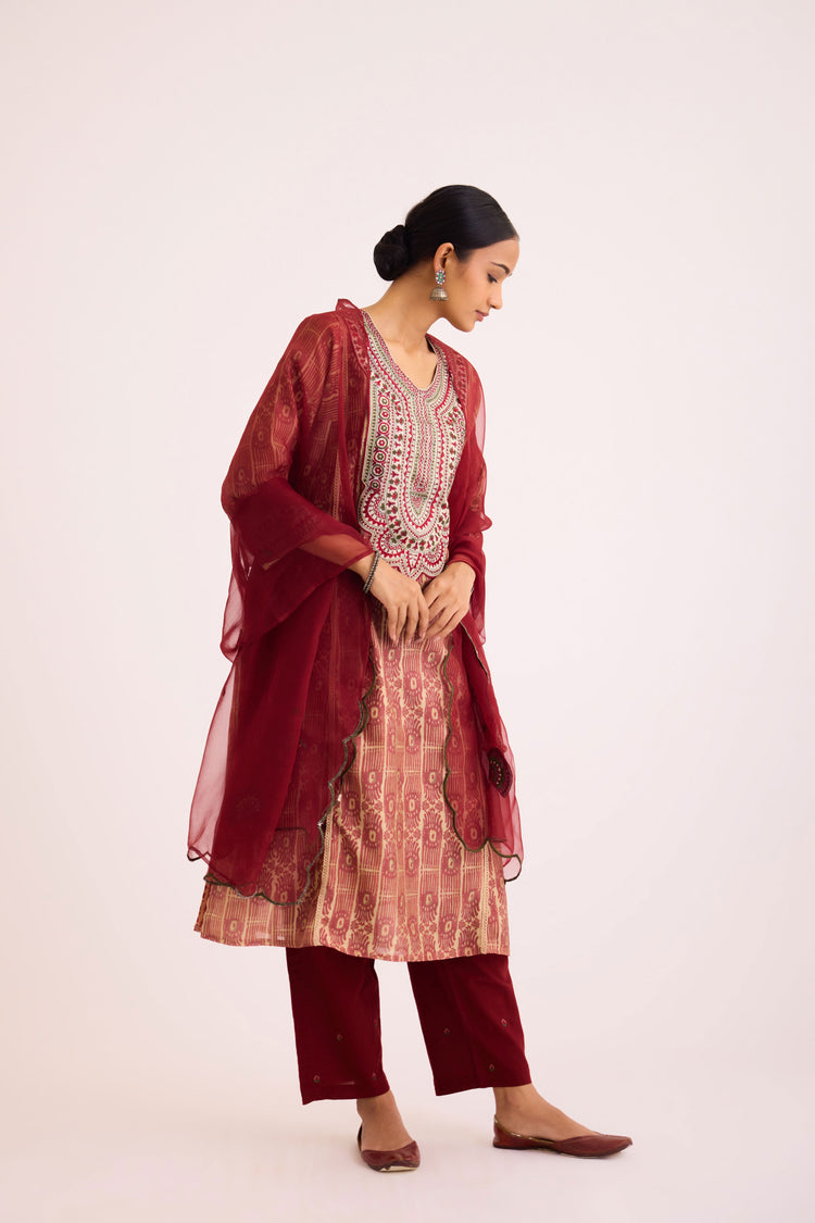 Tulsi Kurta Beige Maroon (9610058006827)