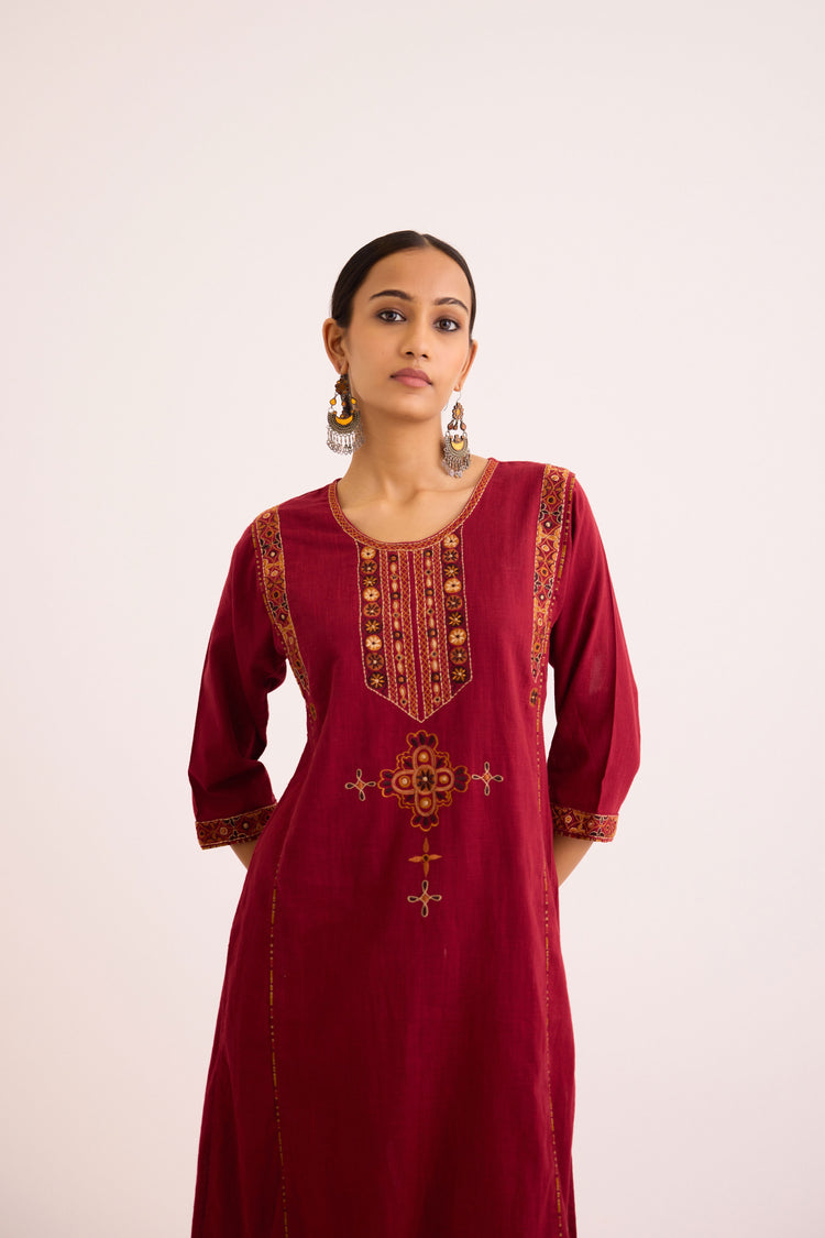 Dienne Kurta Maroon (9629088579883)