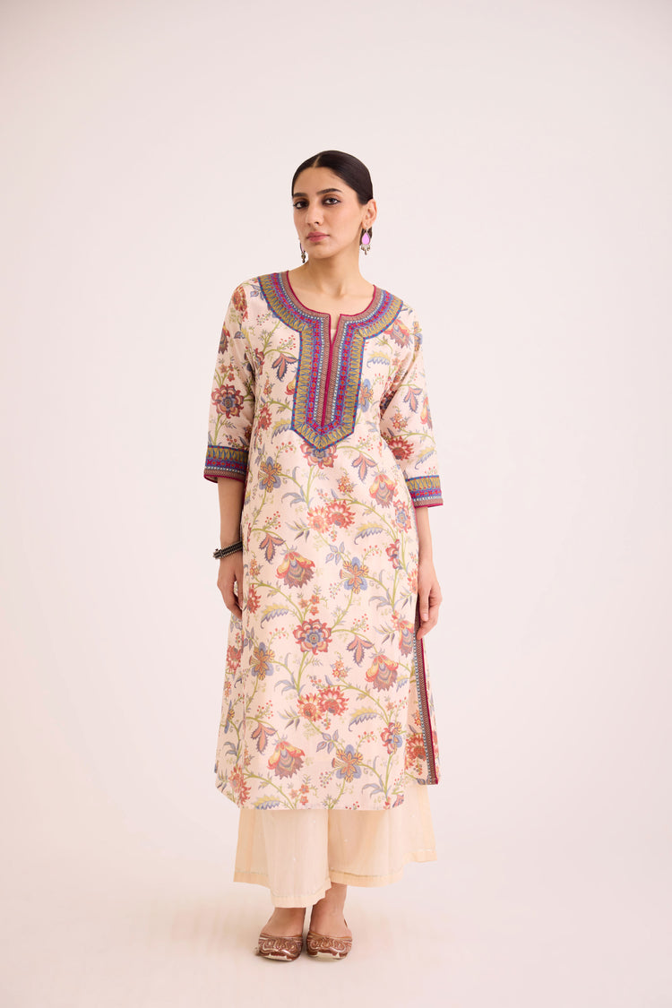 Rozana Kurta White Peach (9610297180459)