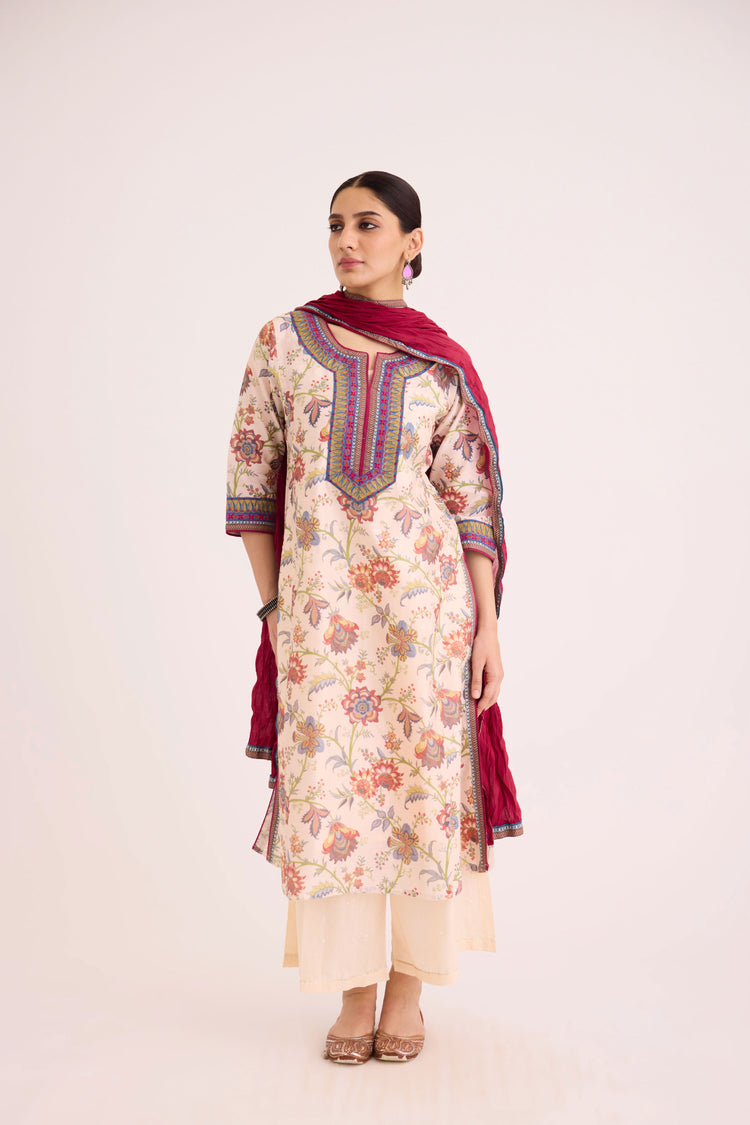 Rozana Kurta White Peach (9610297180459)