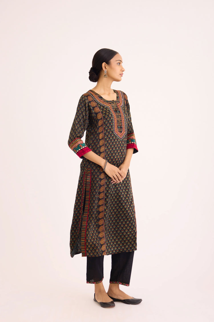 Rozana Kurta Black Maroon (9630294278443)