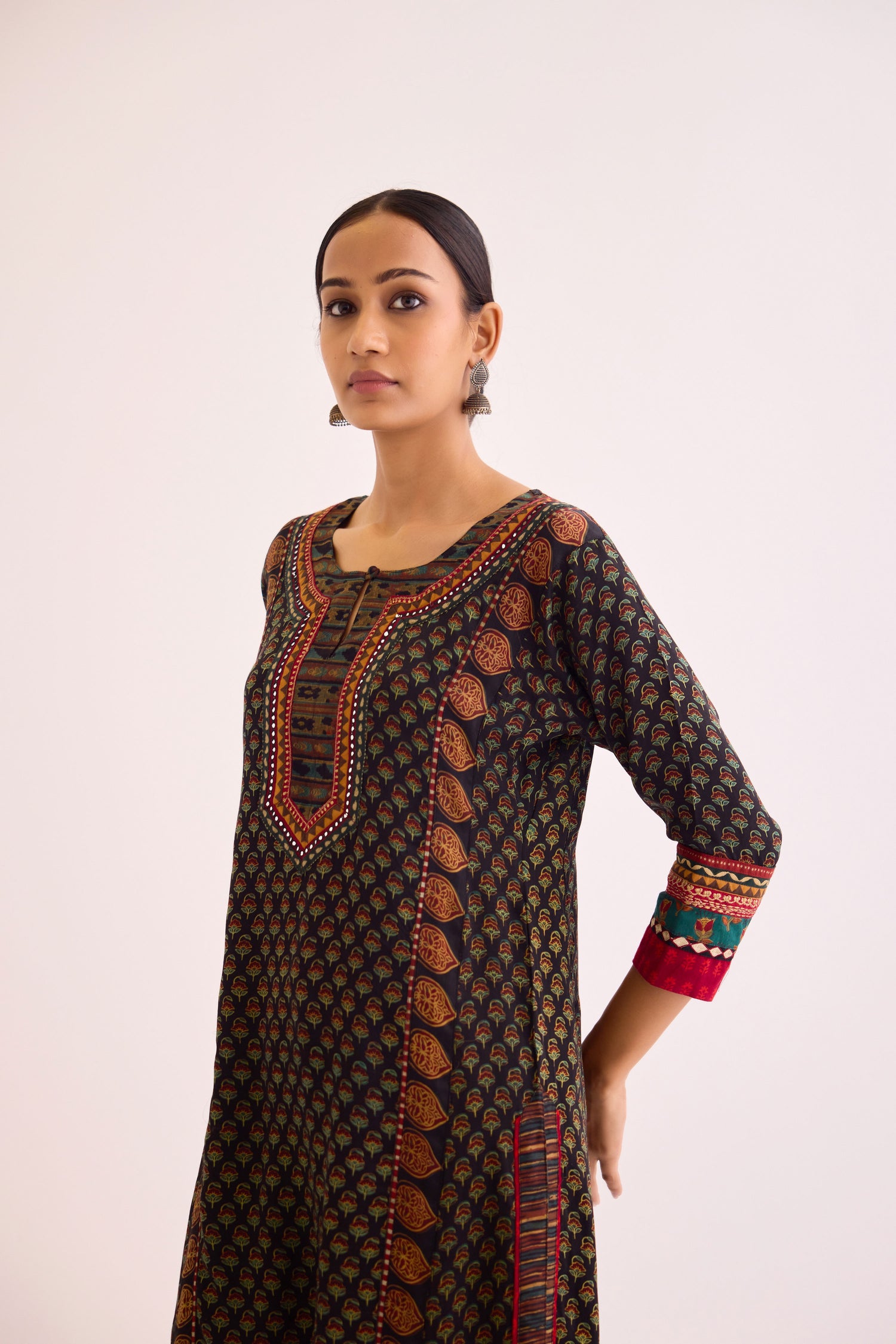 Rozana Kurta Black Maroon (9630294278443)