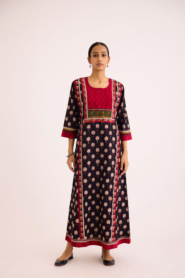 Rozana Caftan Black Maroon (9625384386859)