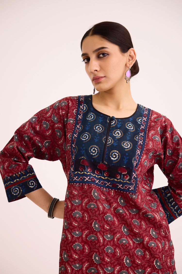 Rozana Caftan Maroon Blue (9625379471659)