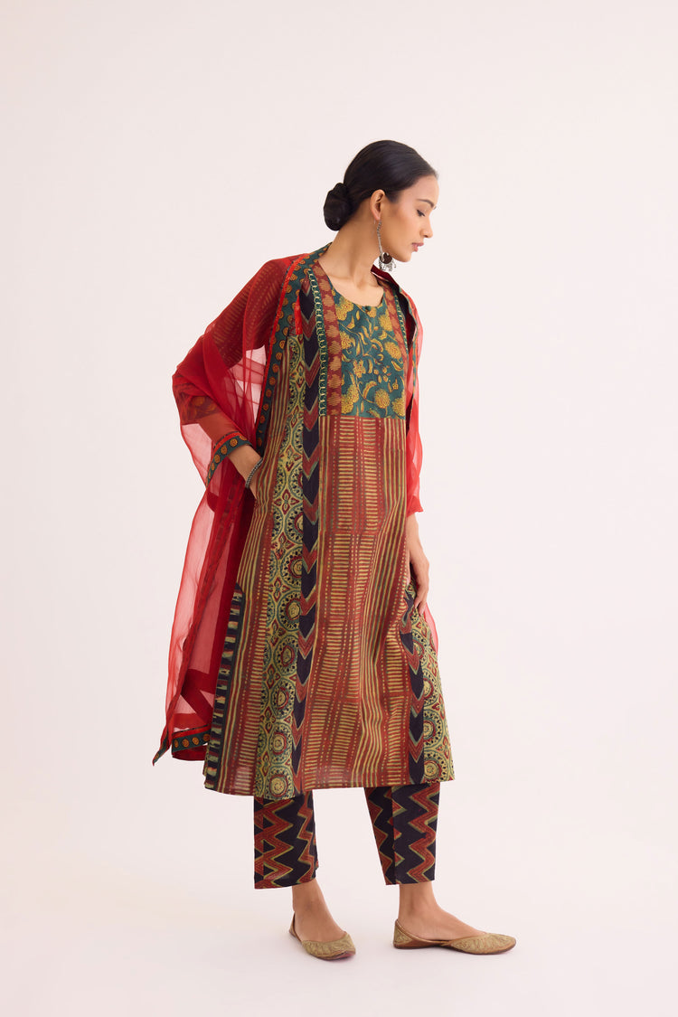 Choga Kurta Rust Green (9629149987115)