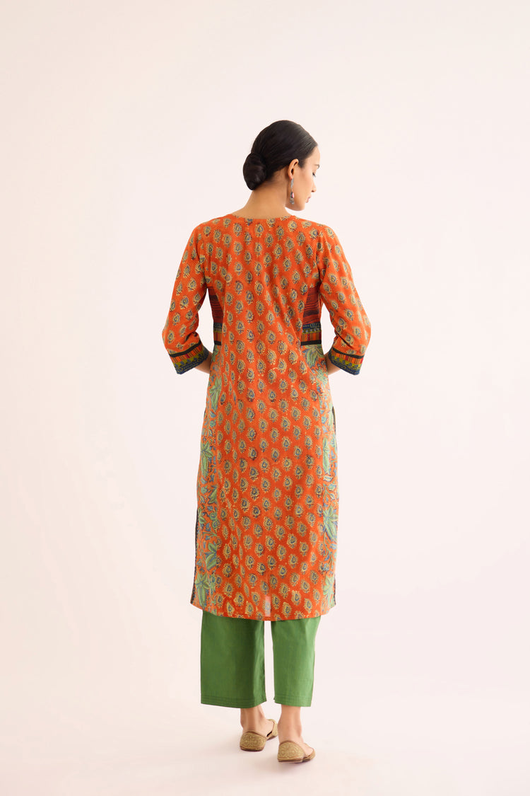 Rozana Kurta Orange Blue (9610301341995)