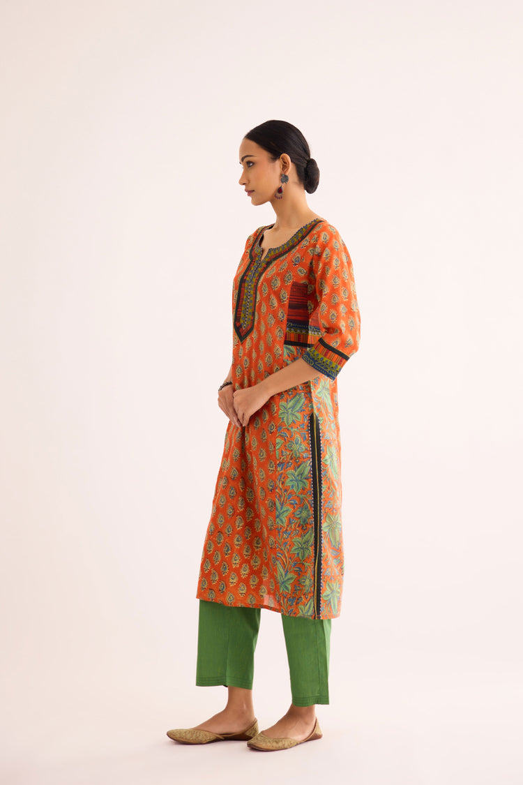 Rozana Kurta Orange Blue (9610301341995)