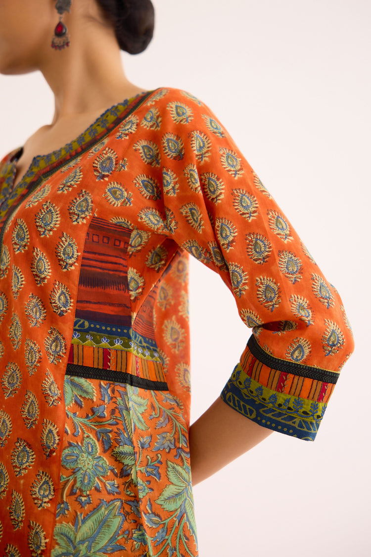 Rozana Kurta Orange Blue (9610301341995)