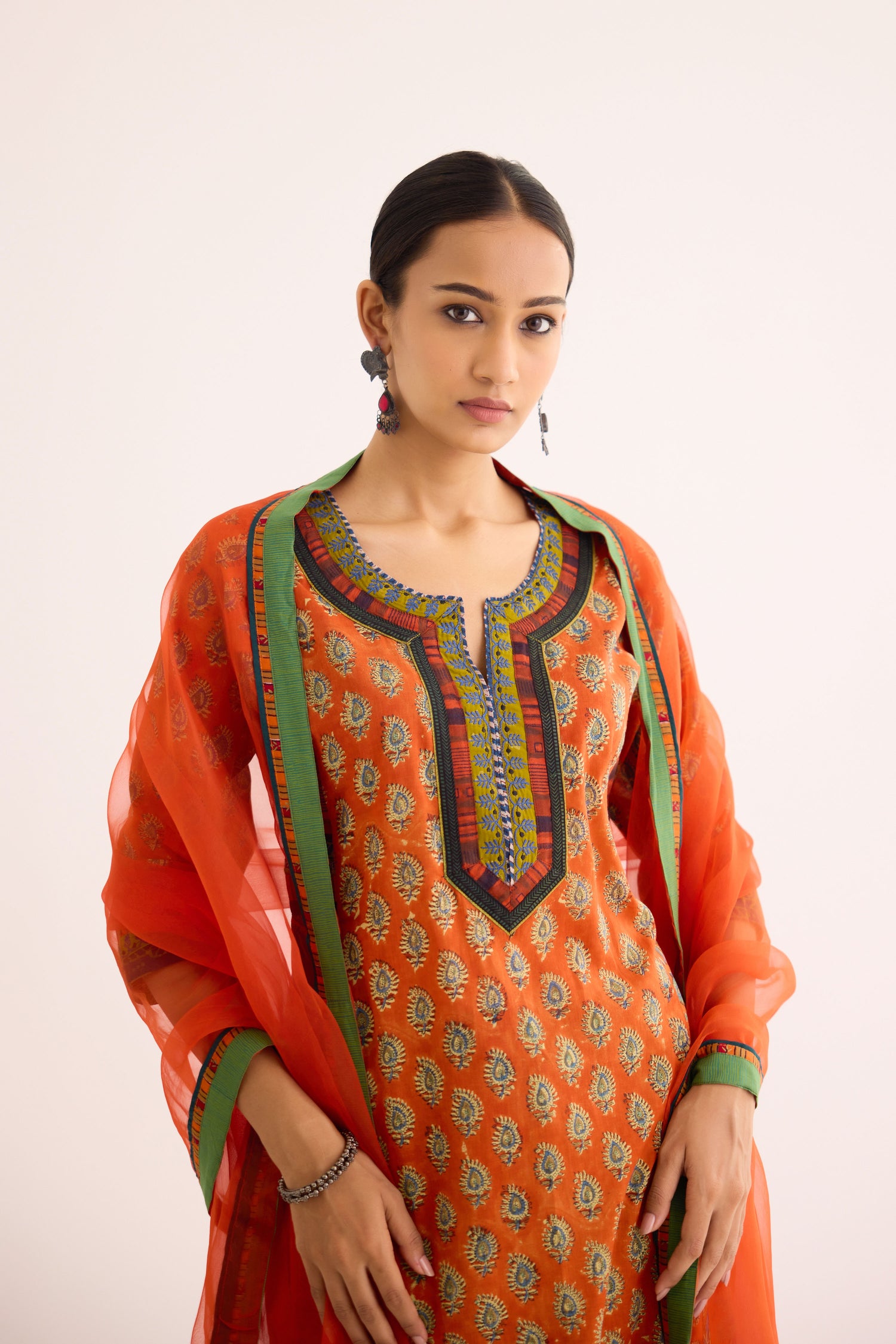 Rozana Kurta Orange Blue (9610301341995)