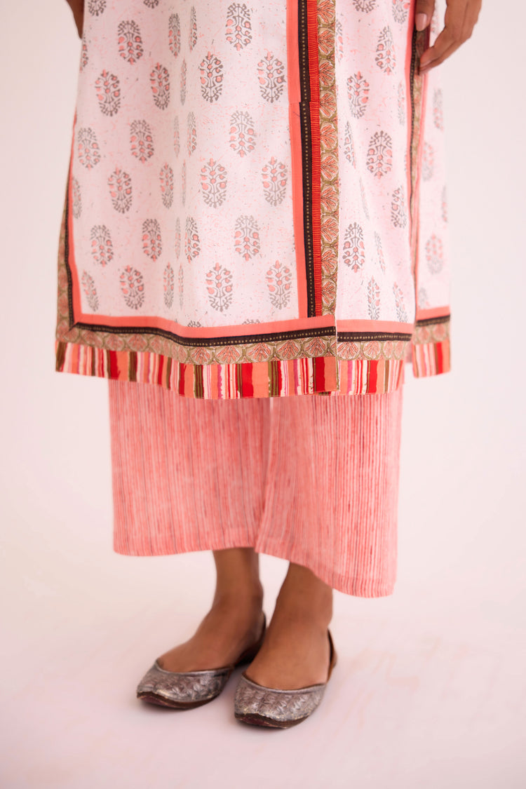 Rozana Kurta White Peach (9609935814955) (9609937027371)