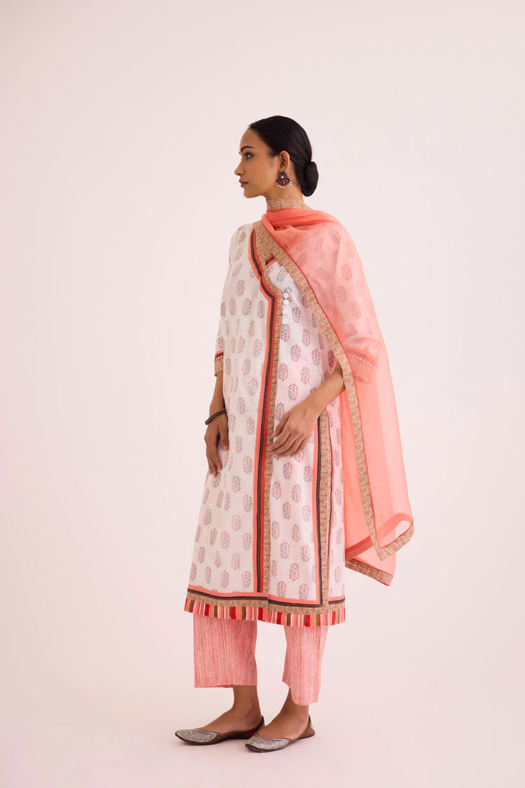 Rozana Kurta White Peach (9609935814955)