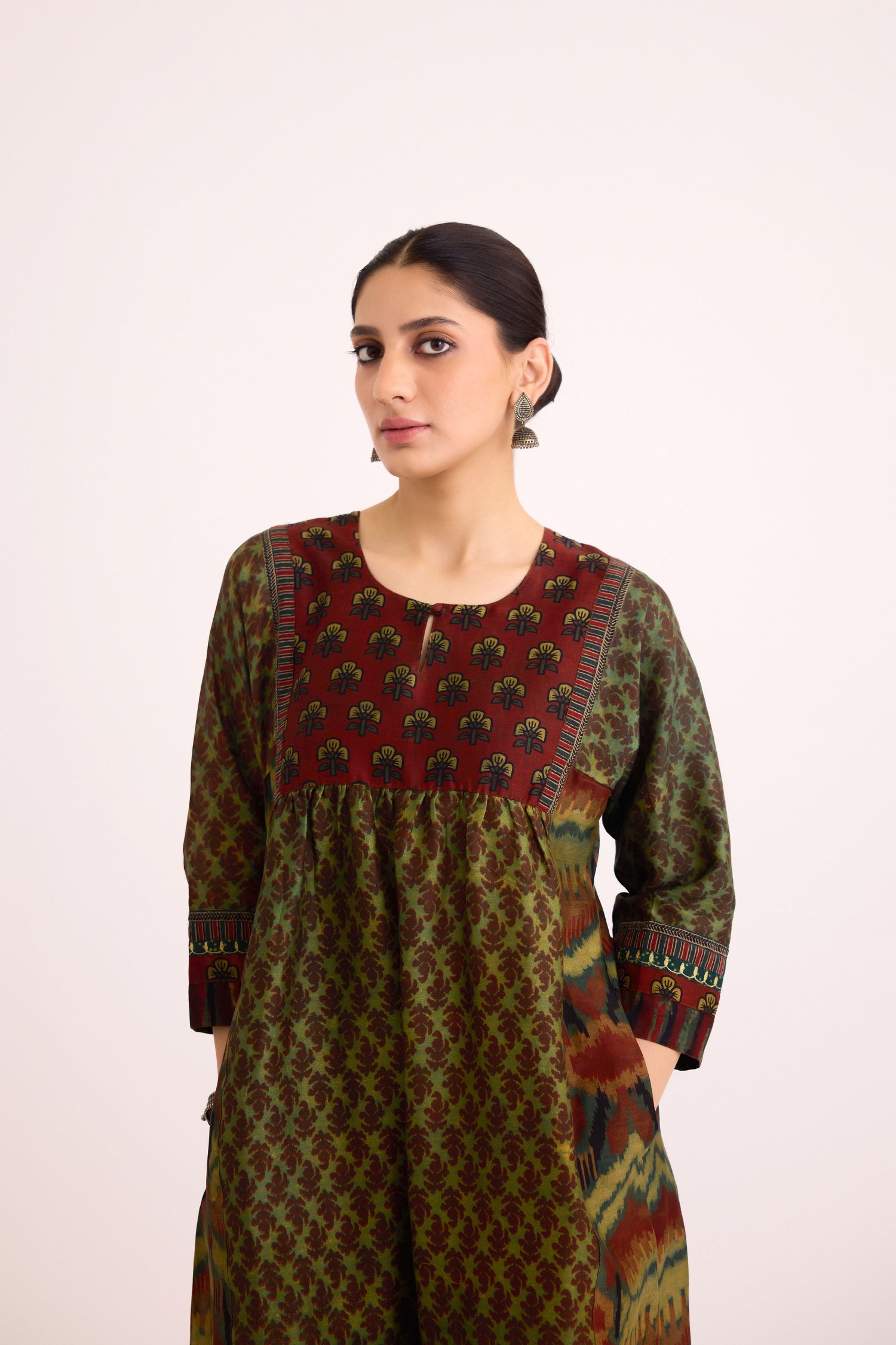 Banjara Kurta Green Rust (9603269394731)