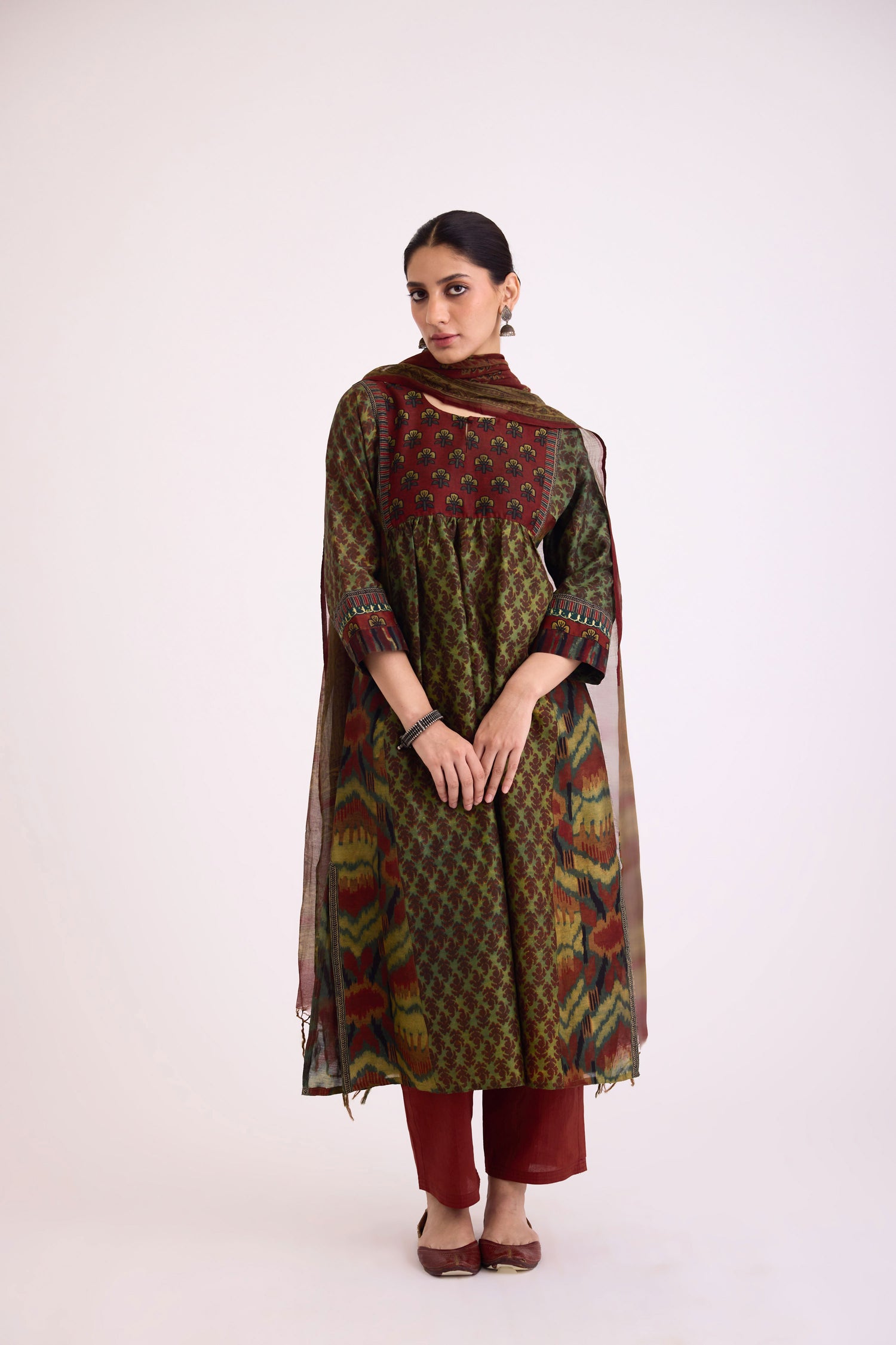 Banjara Kurta Green Rust (9603269394731)