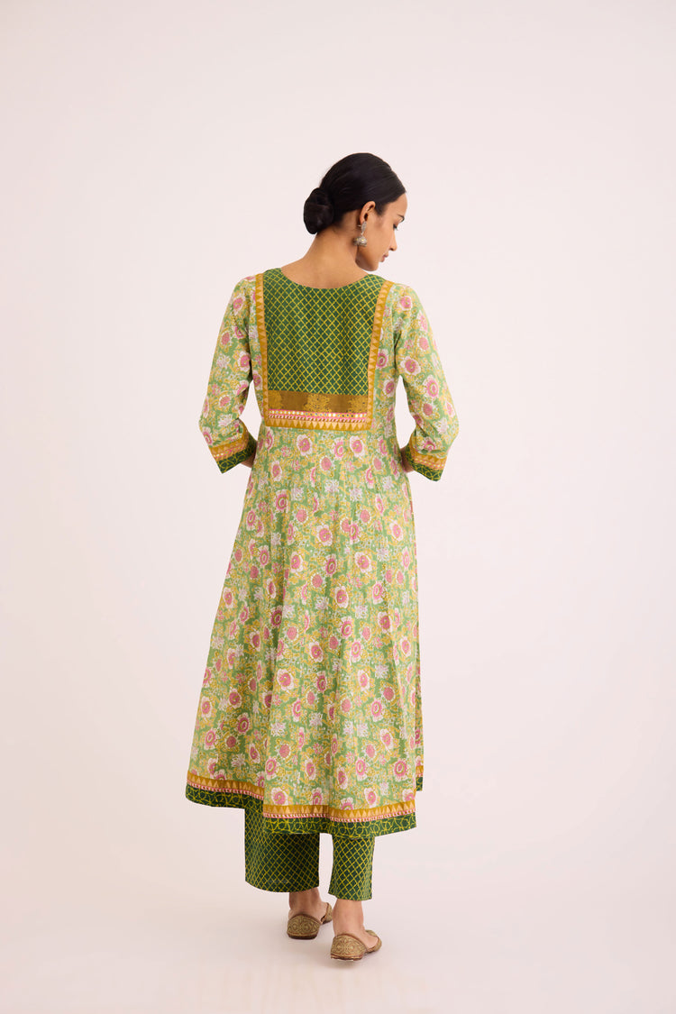 Rozana Kurta Green Pink (9609928507691)