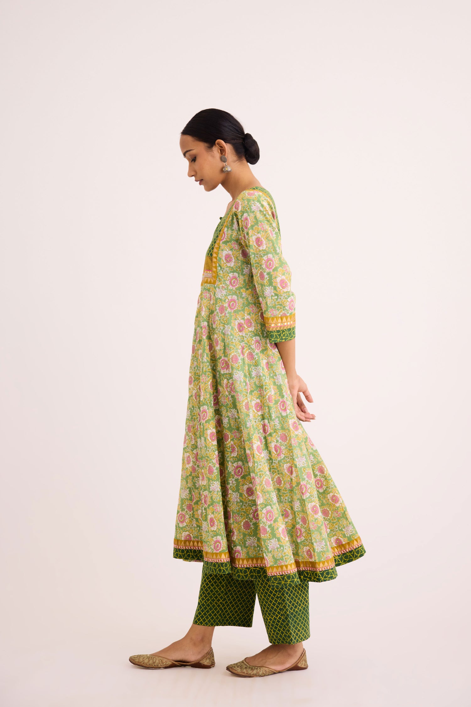 Rozana Kurta Green Pink (9609928507691)