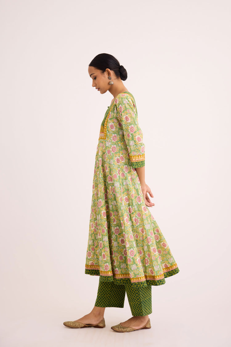 Rozana Kurta Green Pink (9609928507691)