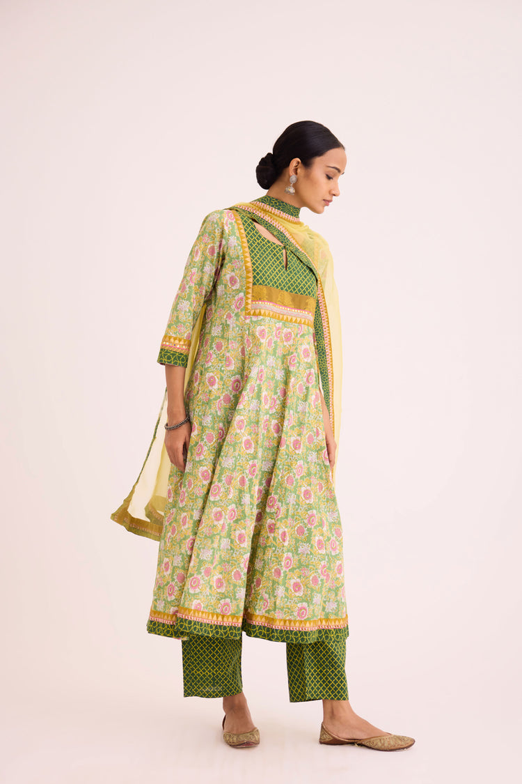 Rozana Kurta Green Pink (9609928507691)