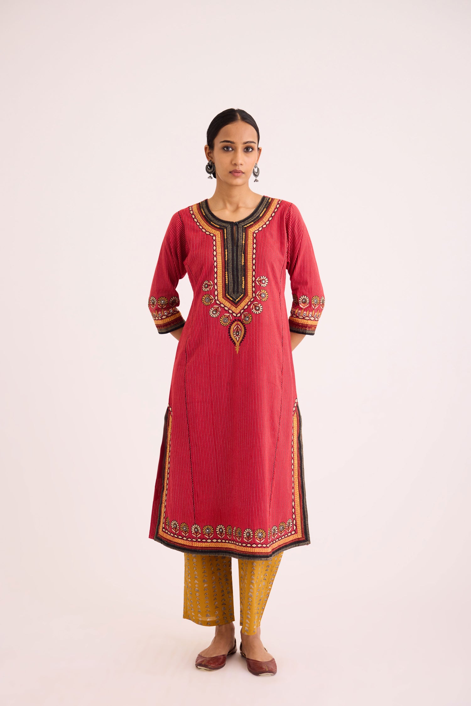 Rozana Embroidered Kurta Red (9629754851627)