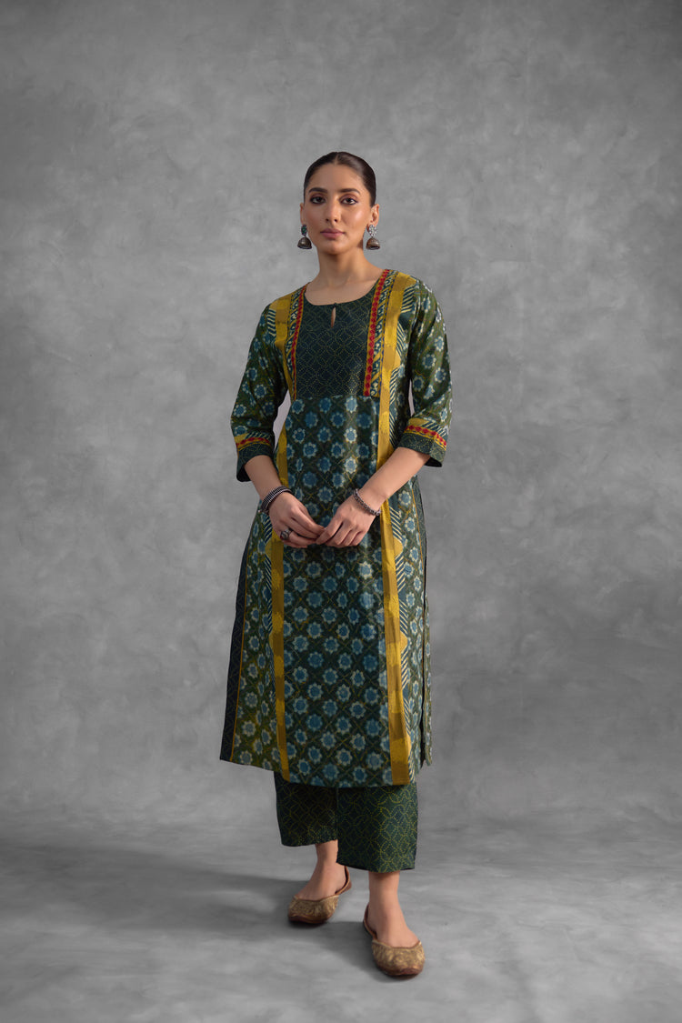 Rozana Kurta Dark Green (Set of 3) (9839087878443)