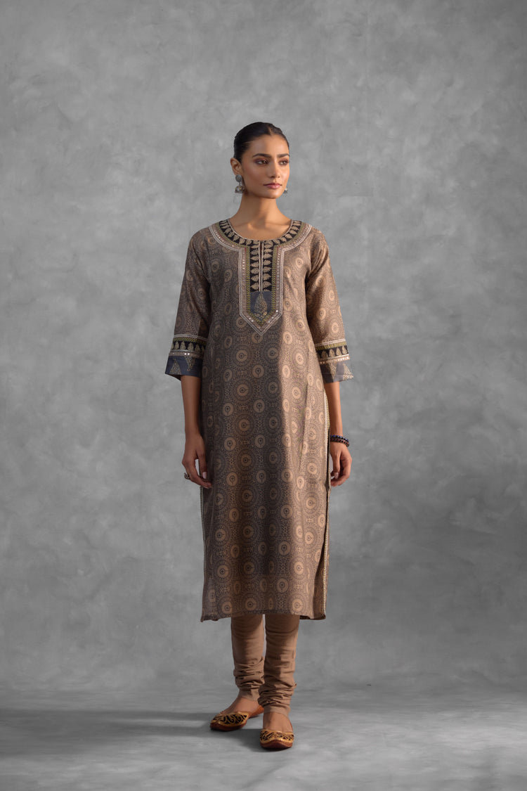 Rozana Kurta  Beige Grey (Set of 3) (9839111831851)