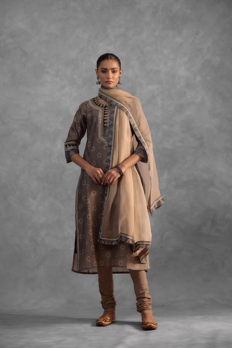 Rozana Kurta  Beige Grey (Set of 3) (9839111831851)