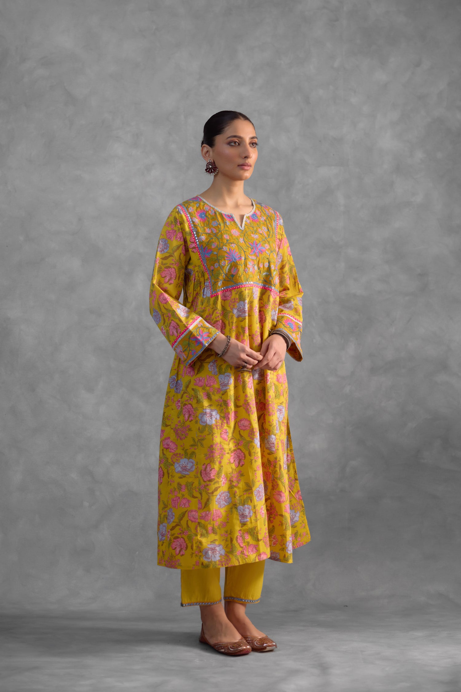 Adah Yellow Kurta (Set of 3) (9835598741803)