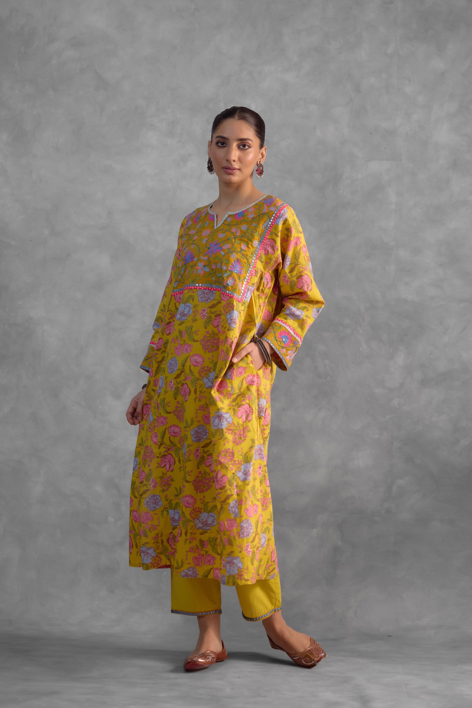 Adah Yellow Kurta (Set of 3) (9835598741803)